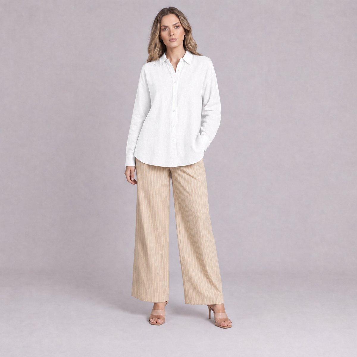 Linen Classic Shirt in White, Ratń Swamini
