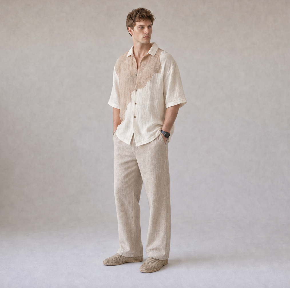 Linen Colorblock Shirt — Ratń Swamini
