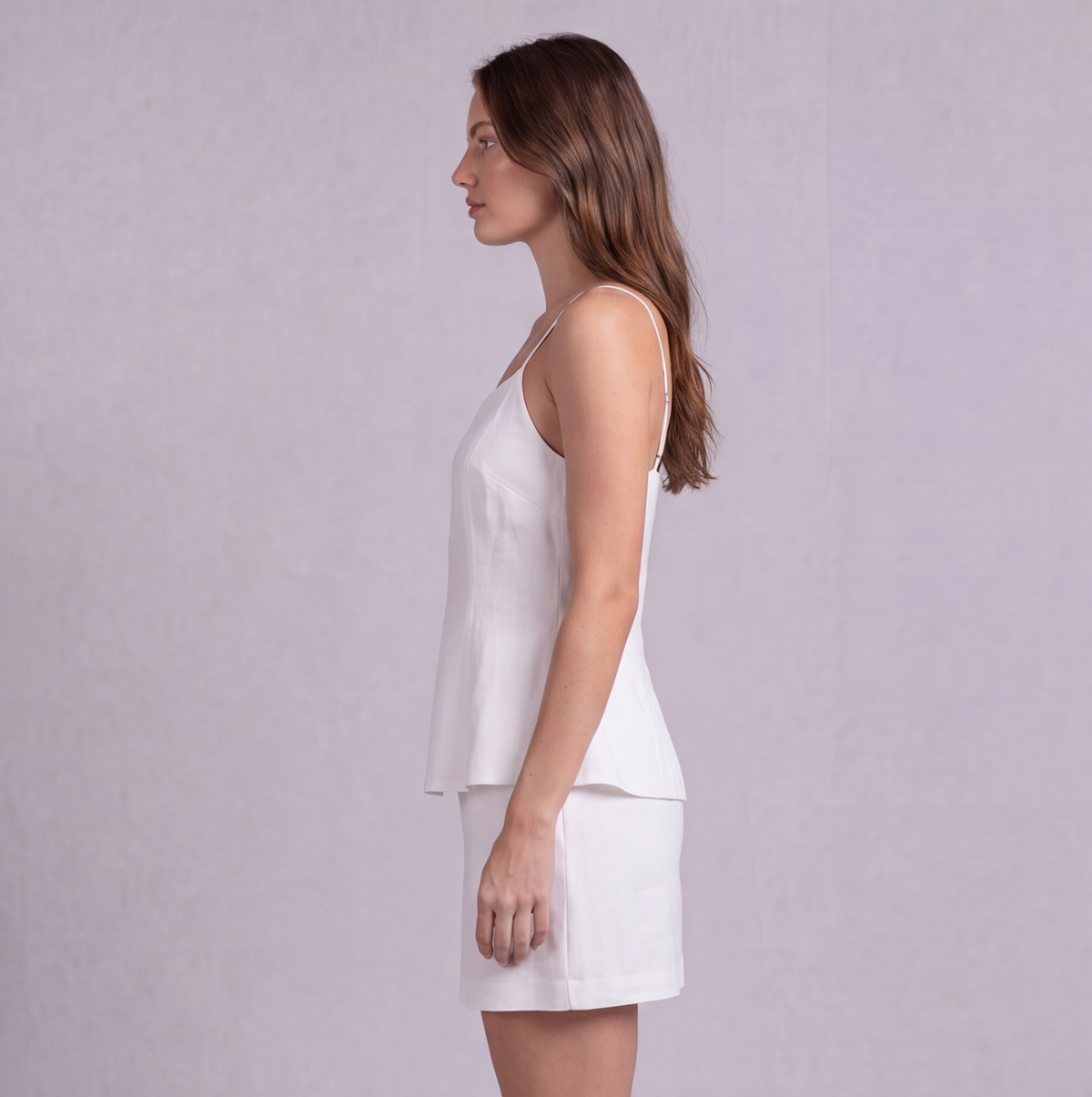 Linen Cotton Double Layer Cami Top & Mini Skirt Co-ord — Ratń Swamini · view 3