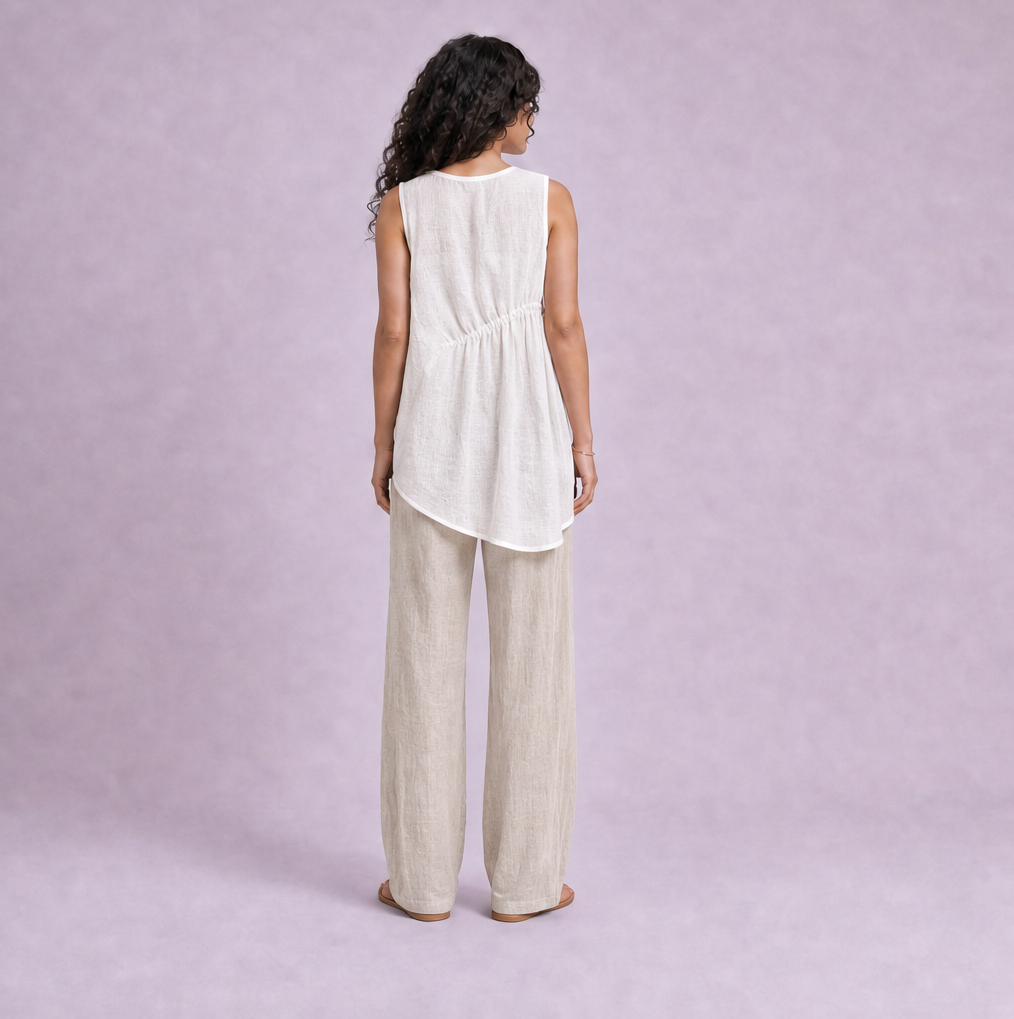 Linen Drawstring Top — Ratń Swamini · view 3