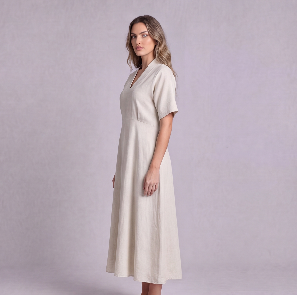 Linen Empire Waist Dress — Ratń Swamini · view 3