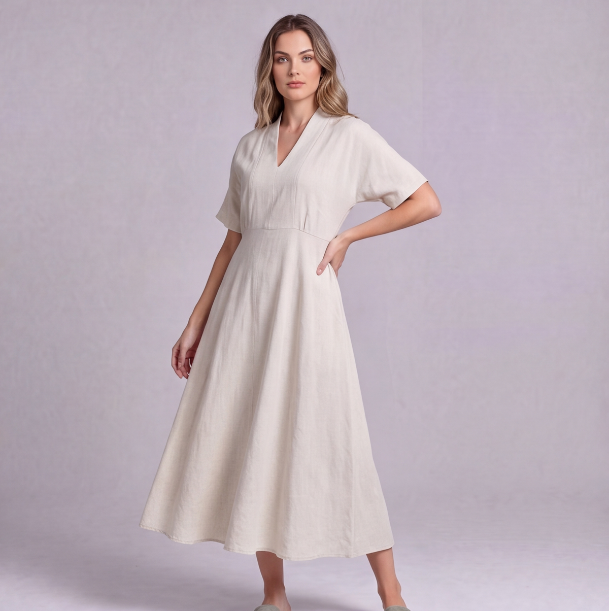 Linen Empire Waist Dress — Ratń Swamini · view 4
