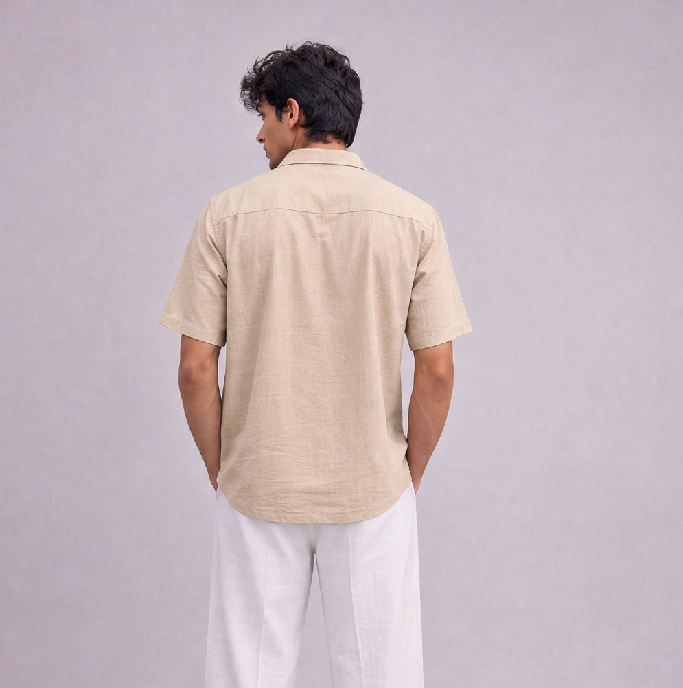 Linen Pullover Shirt in Half Sleeve, Ratń Swamini · view 2