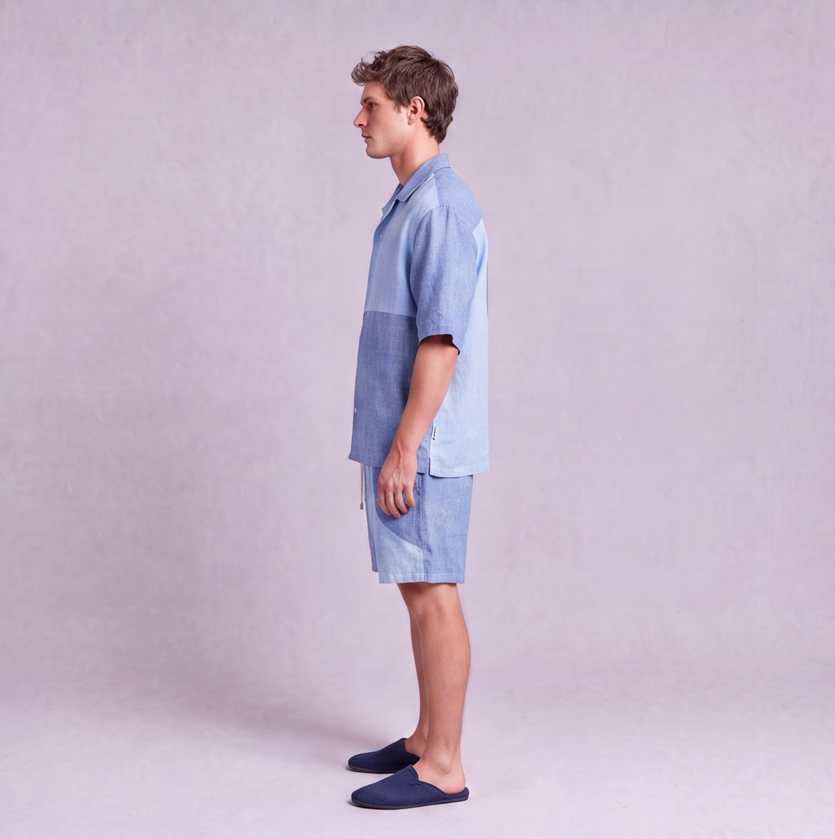 Linen Two-Tone Colour-Block Camp Collar Set — Ratń Swamini · view 3