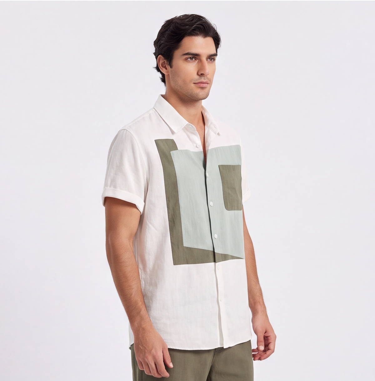 Linen Colour-Block Shirt — Ratń Swamini
