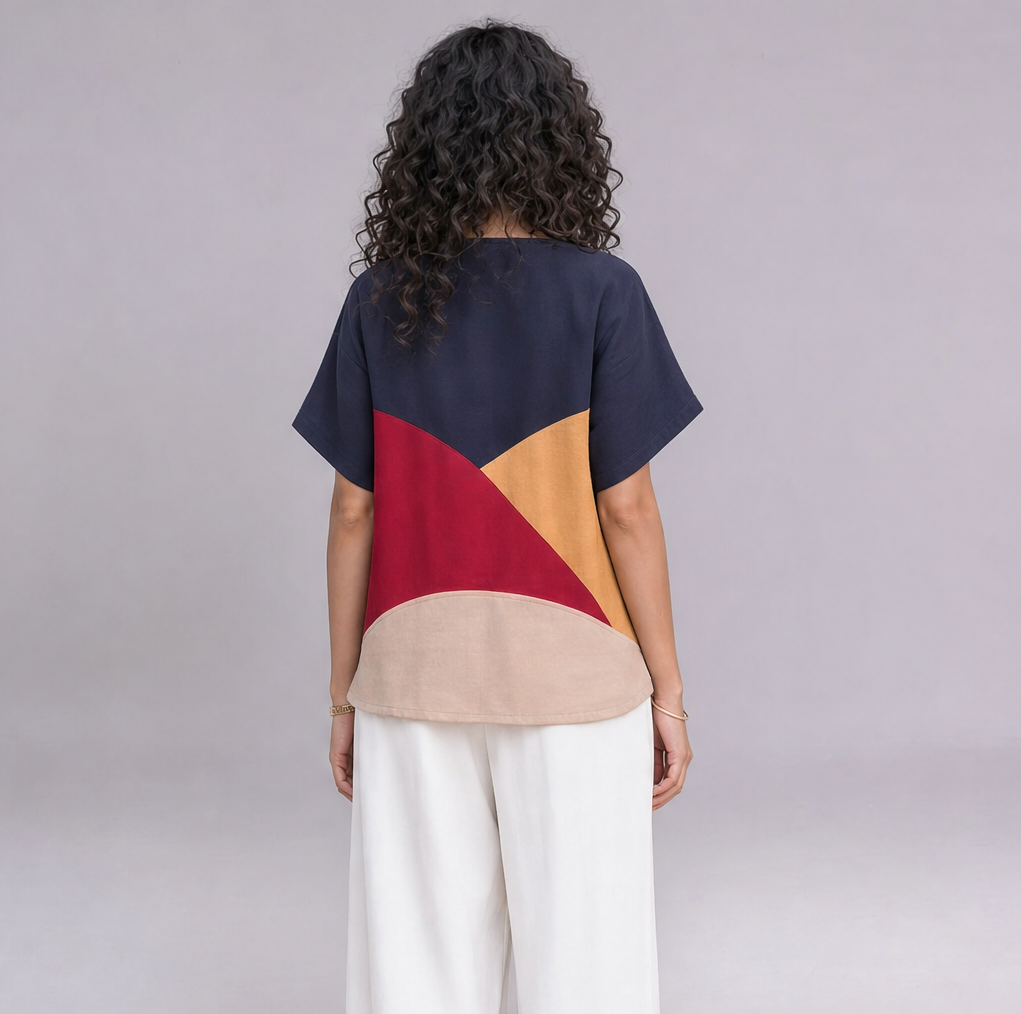 Linen Wave Colour-Block Top — Ratń Swamini · view 2