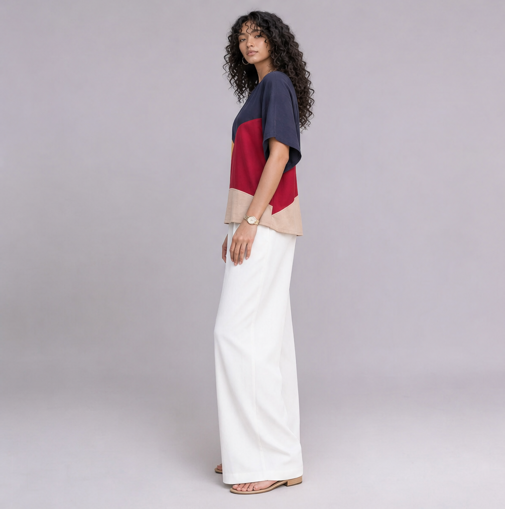 Linen Wave Colour-Block Top — Ratń Swamini · view 3