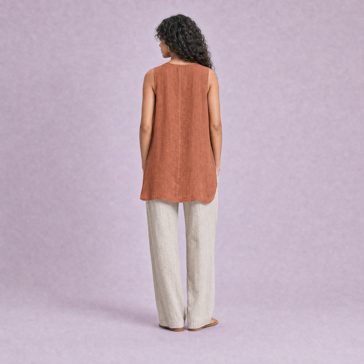Linen Drawstring Top in Terracotta, Ratń Swamini