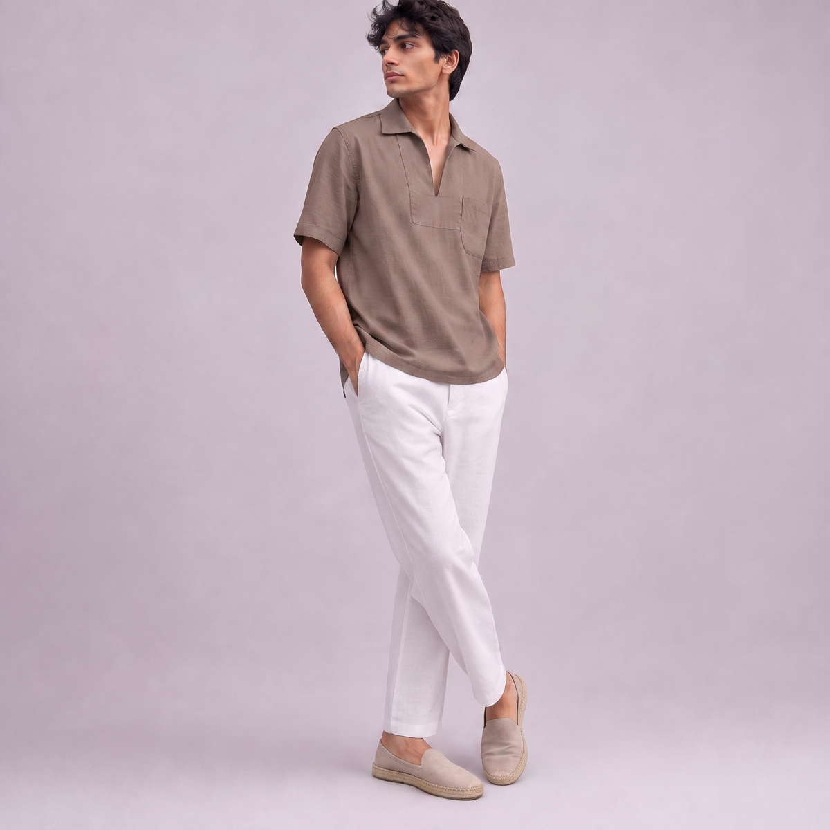 Linen Pullover Shirt in half sleeve in Burntwood, Ratń Swamini
