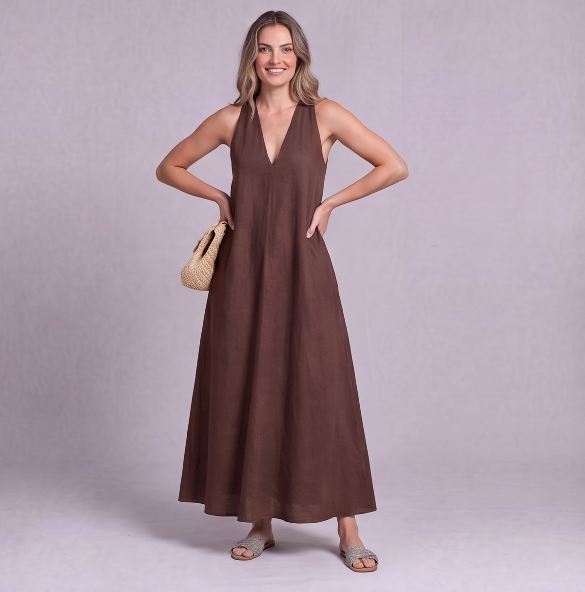 Linen Halter Maxi Dress — Ratń Swamini · view 4