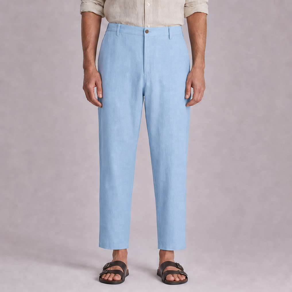 Sky Blue linen trouser, Ratń Swamini