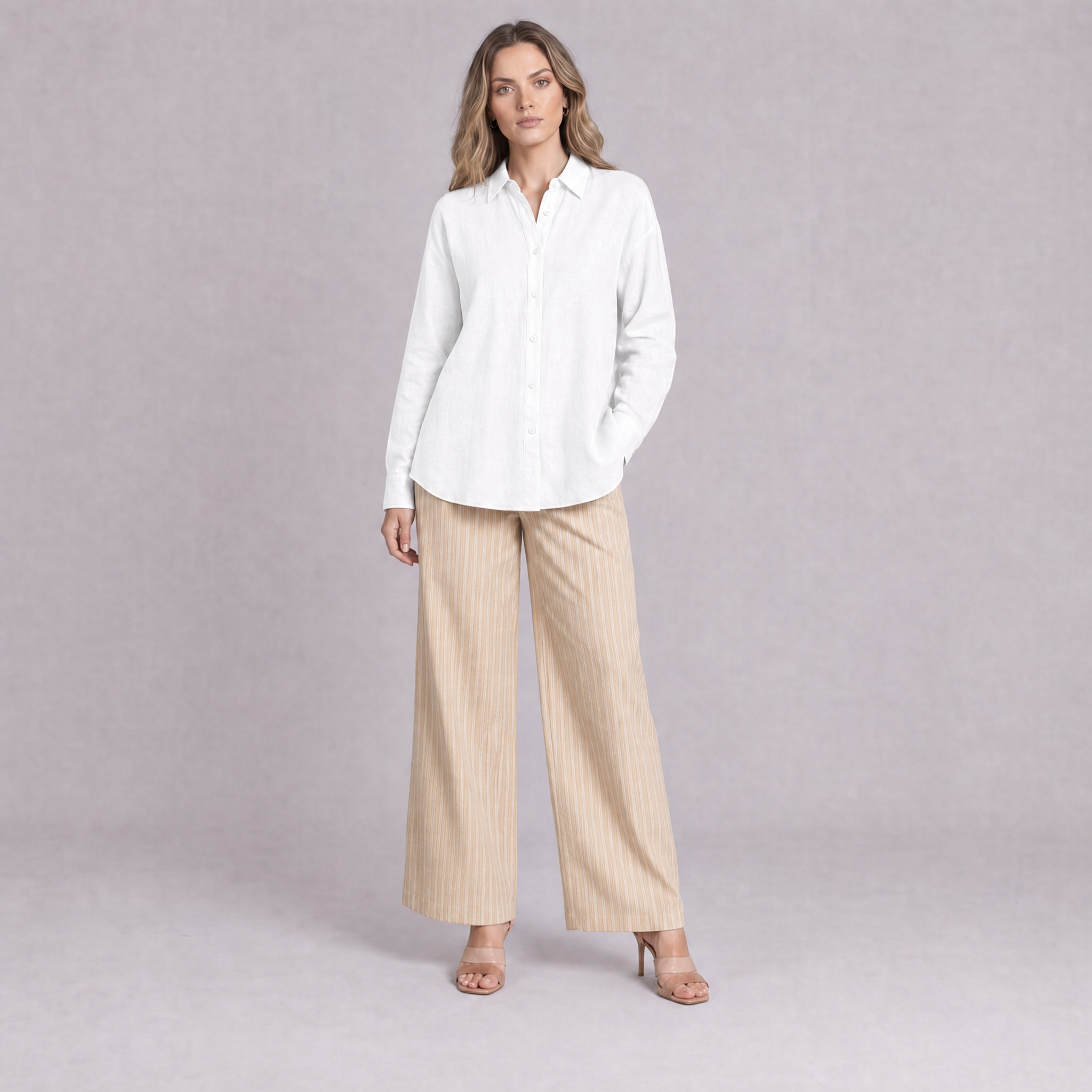 Linen Classic Shirt in White, Ratń Swamini