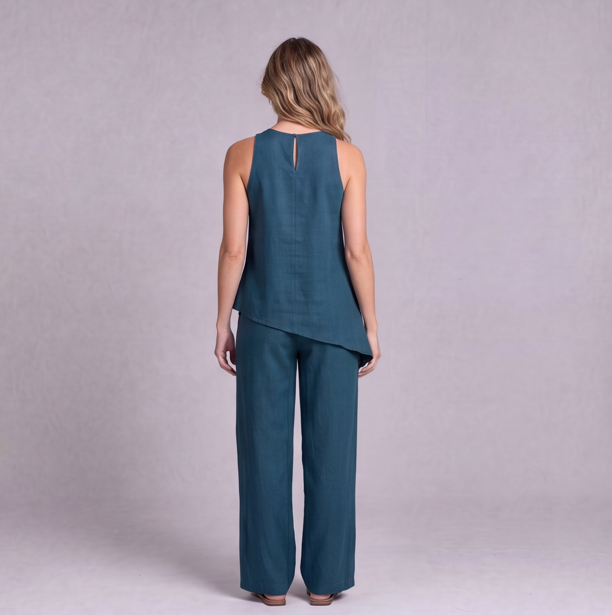Linen Asymmetric Top & Wide Leg Trouser Co-ord Set — Ratń Swamini · view 2