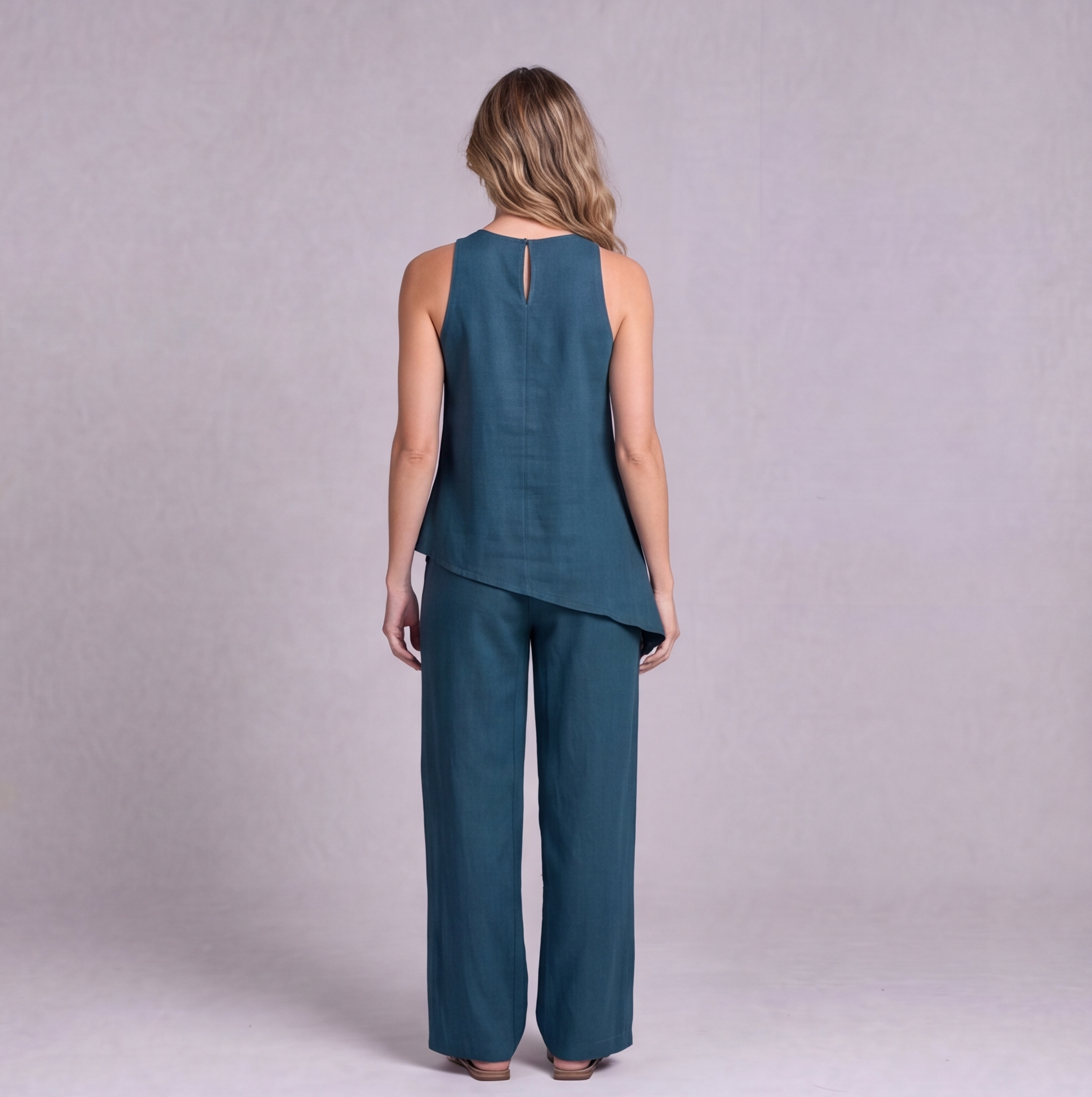 Linen Asymmetric Top & Wide Leg Trouser Co-ord Set — Ratń Swamini · view 2
