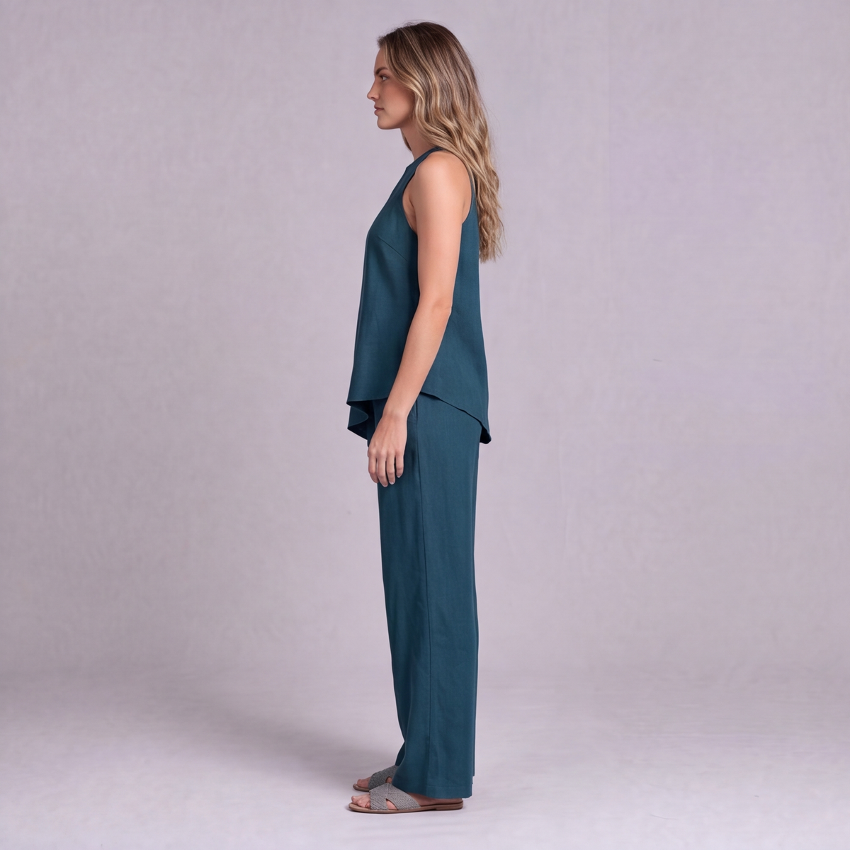 Linen Asymmetric Top & Wide Leg Trouser Co-ord Set — Ratń Swamini · view 3