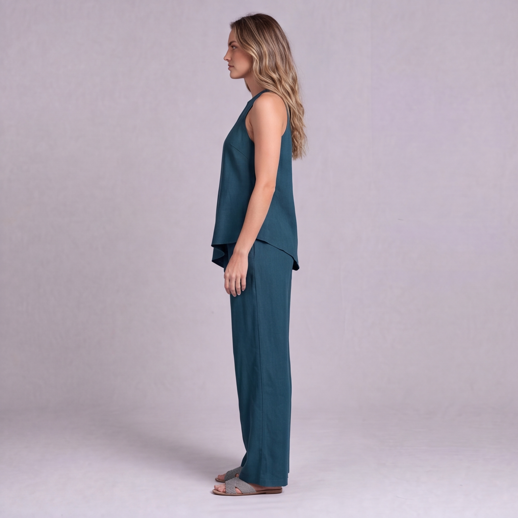 Linen Asymmetric Top & Wide Leg Trouser Co-ord Set — Ratń Swamini · view 3