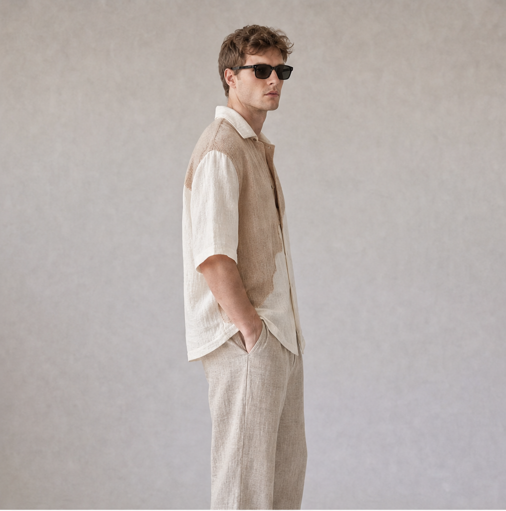 Linen Colorblock Shirt — Ratń Swamini · view 3