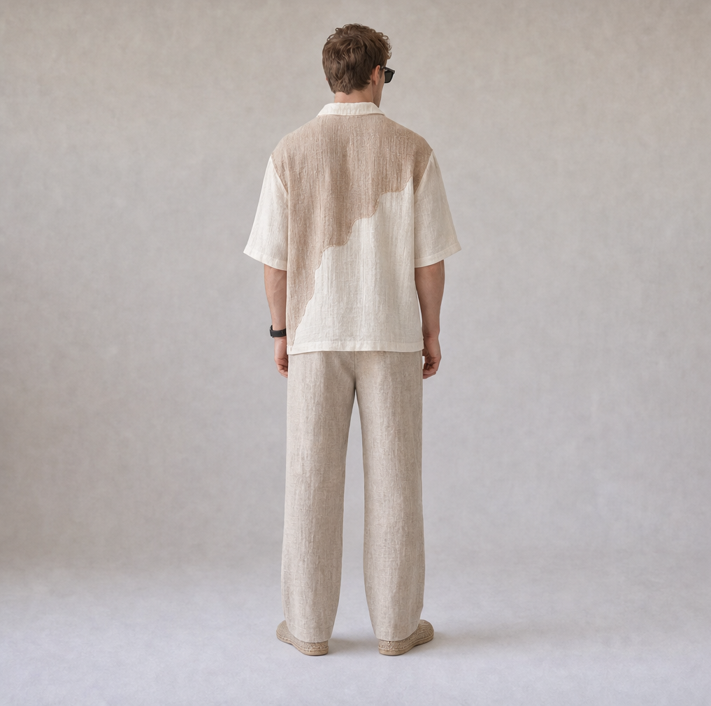 Linen Colorblock Shirt — Ratń Swamini · view 2