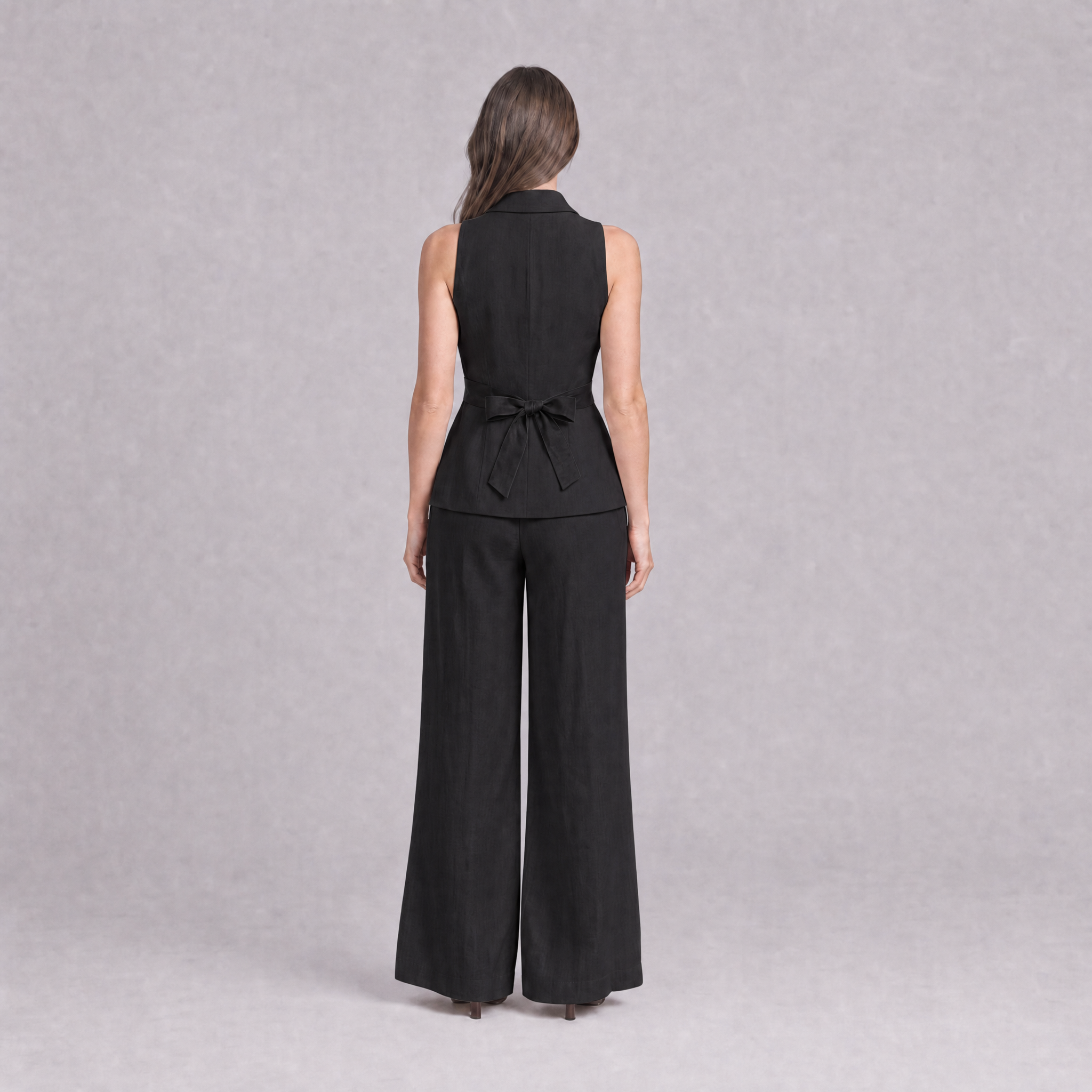 Linen Cotton Blazer Vest & Wide Leg Trouser Co-ord — Ratń Swamini · view 3