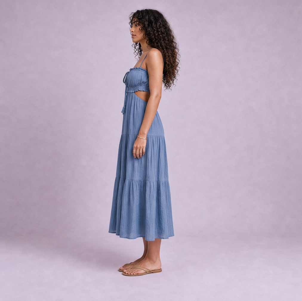 Linen Cut-Out Tiered Maxi Dress — Ratń Swamini · view 2