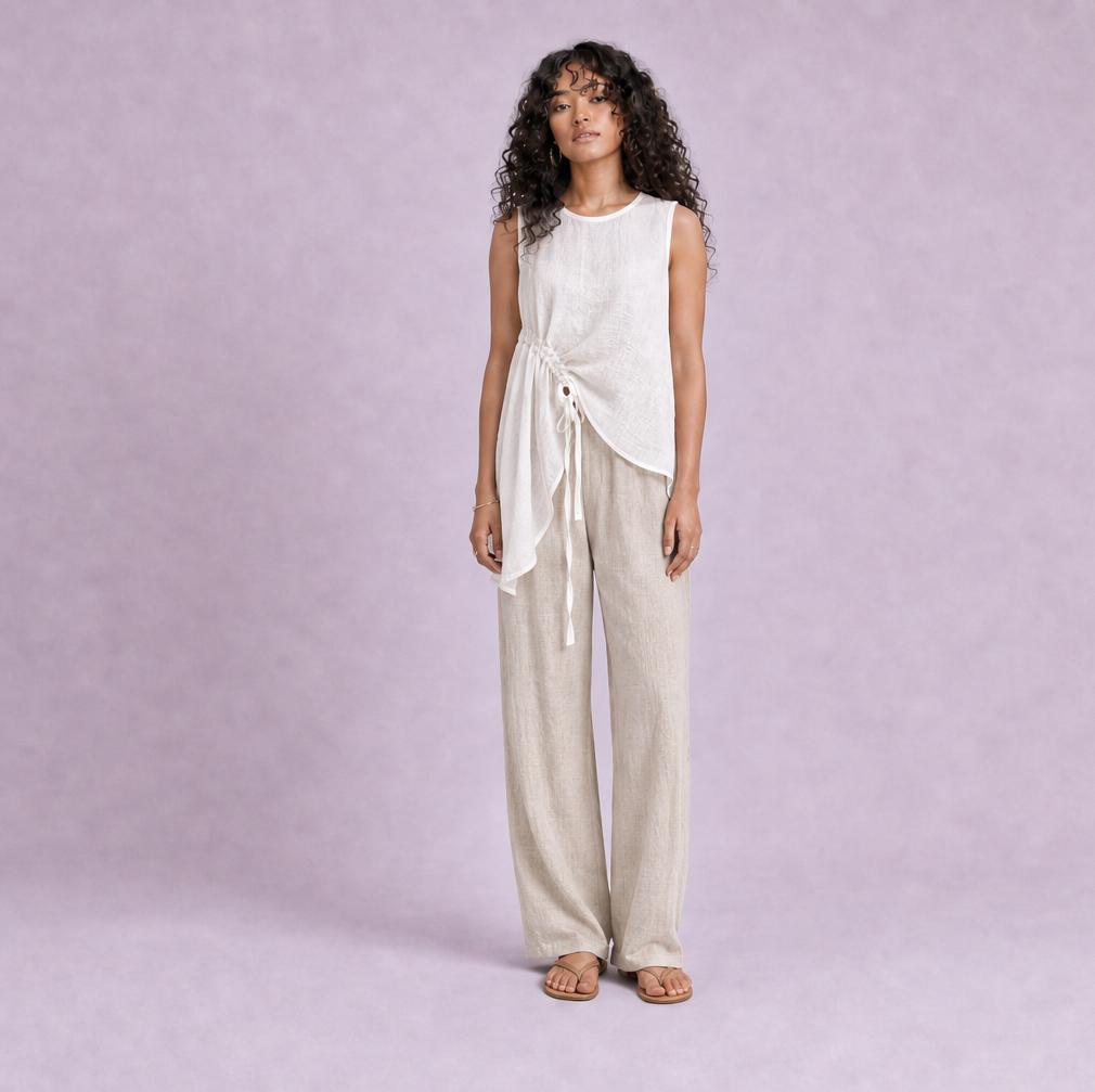 Linen Drawstring Top — Ratń Swamini · view 4