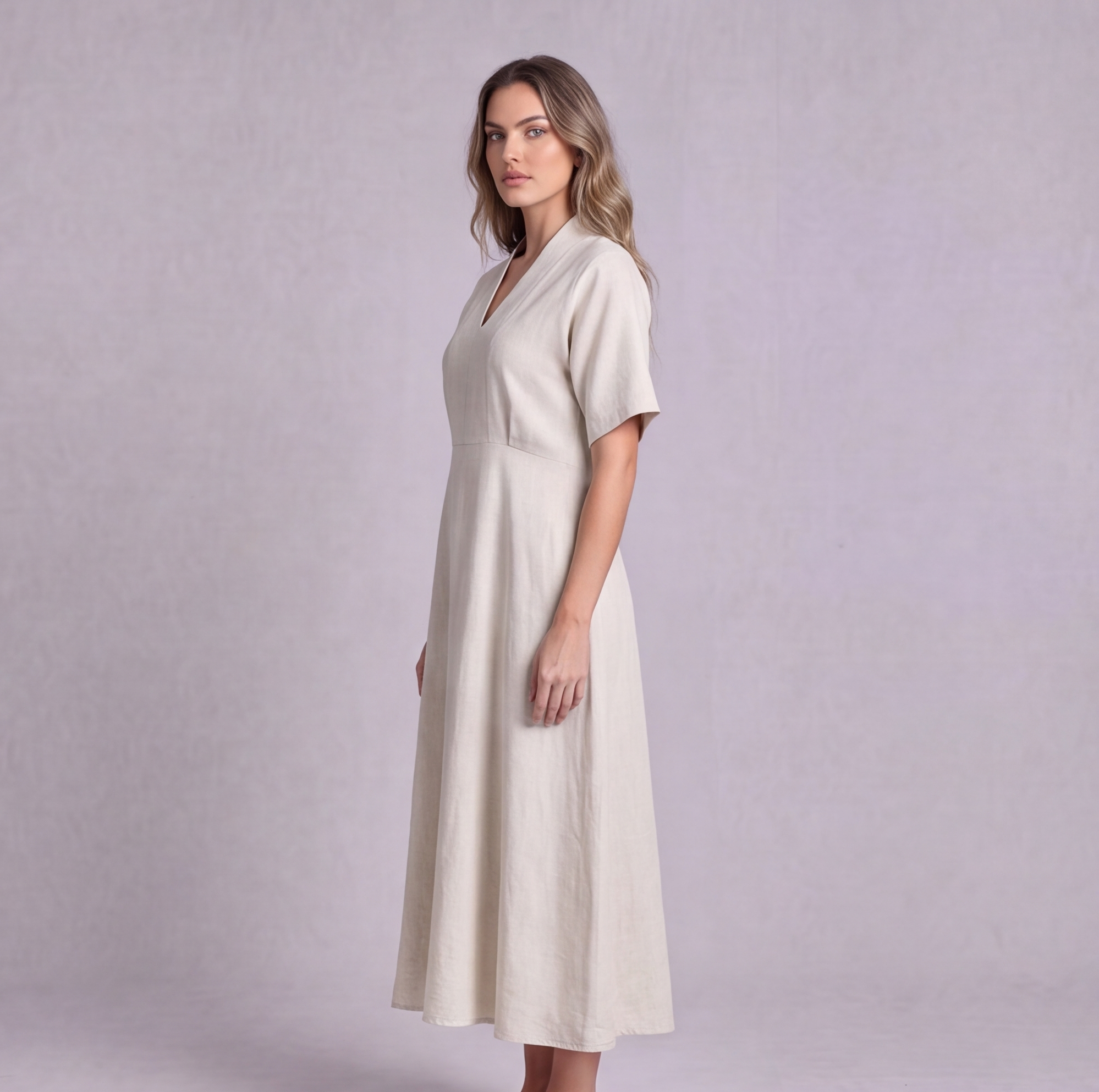 Linen Empire Waist Dress — Ratń Swamini · view 3