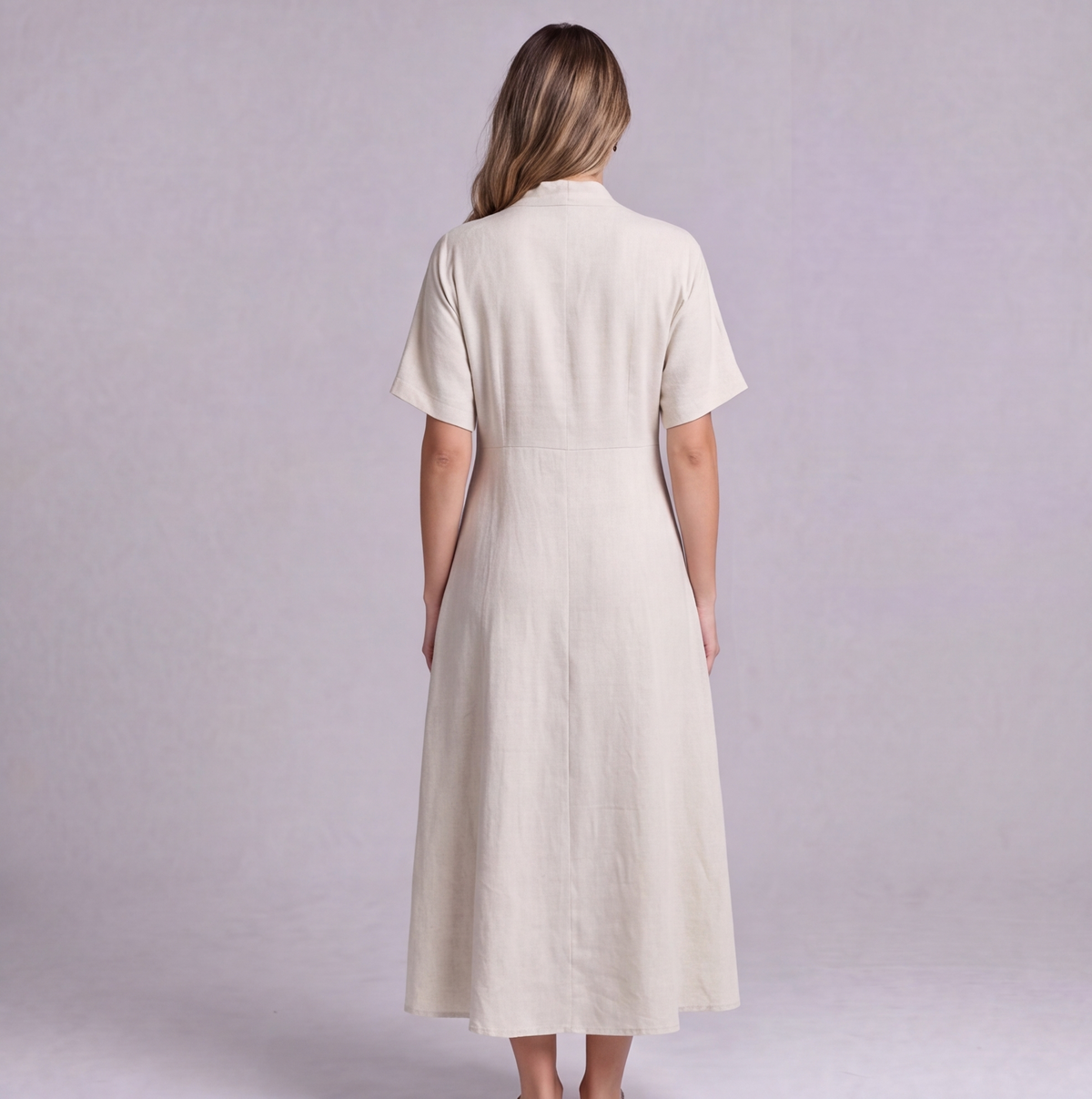 Linen Empire Waist Dress — Ratń Swamini · view 2