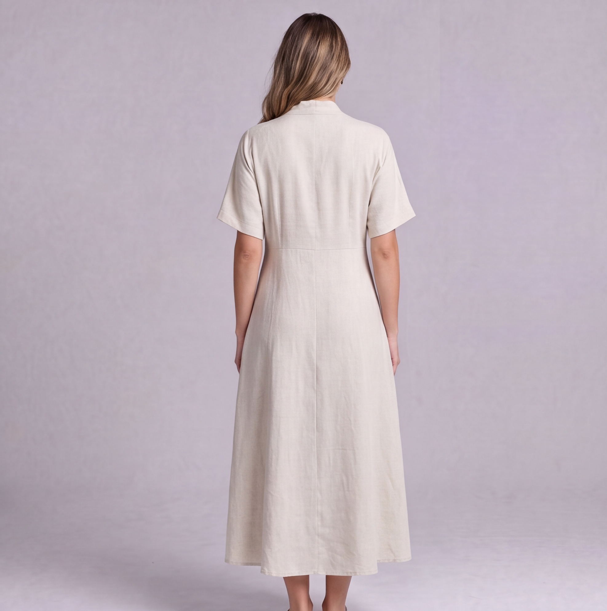Linen Empire Waist Dress — Ratń Swamini · view 2
