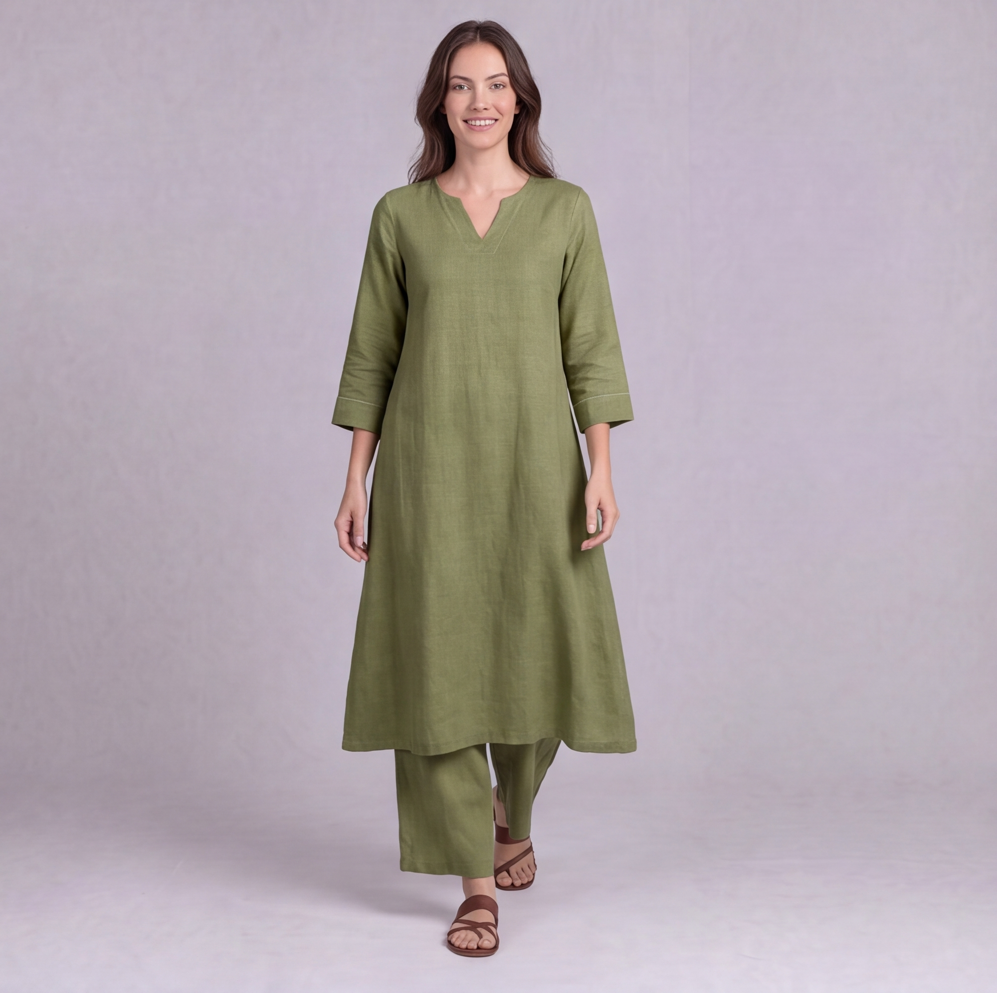 Linen Cotton Kurta & Palazzo Co-ord Set — Ratń Swamini · view 4