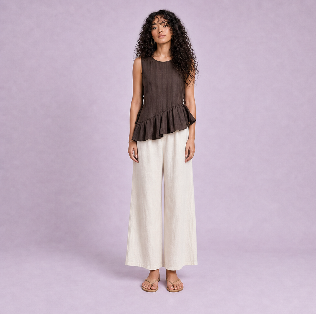 Linen Peplum Top — Ratń Swamini · view 4