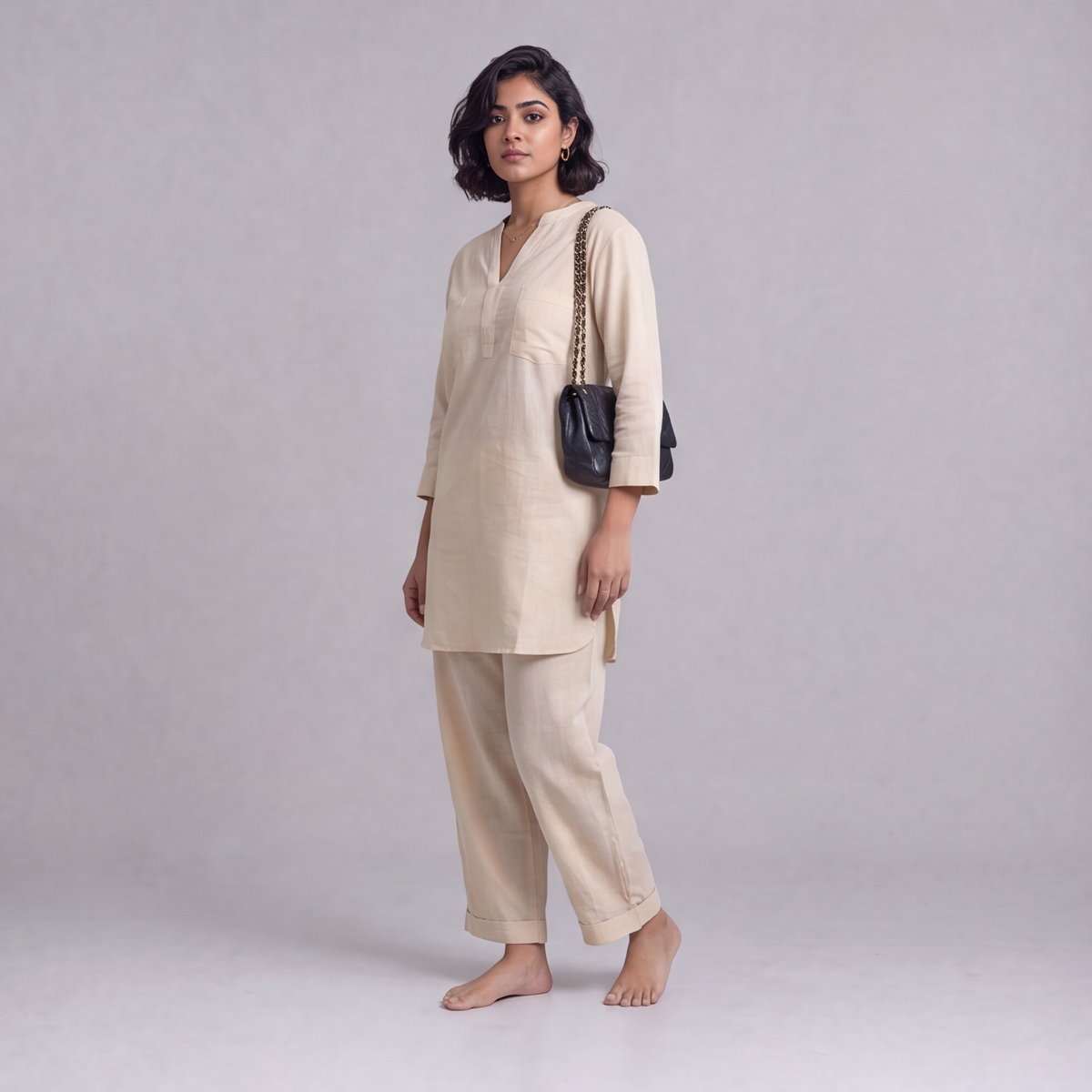 Linen Cotton Tunic & Straight Trouser Co-ord Set — Ratń Swamini
