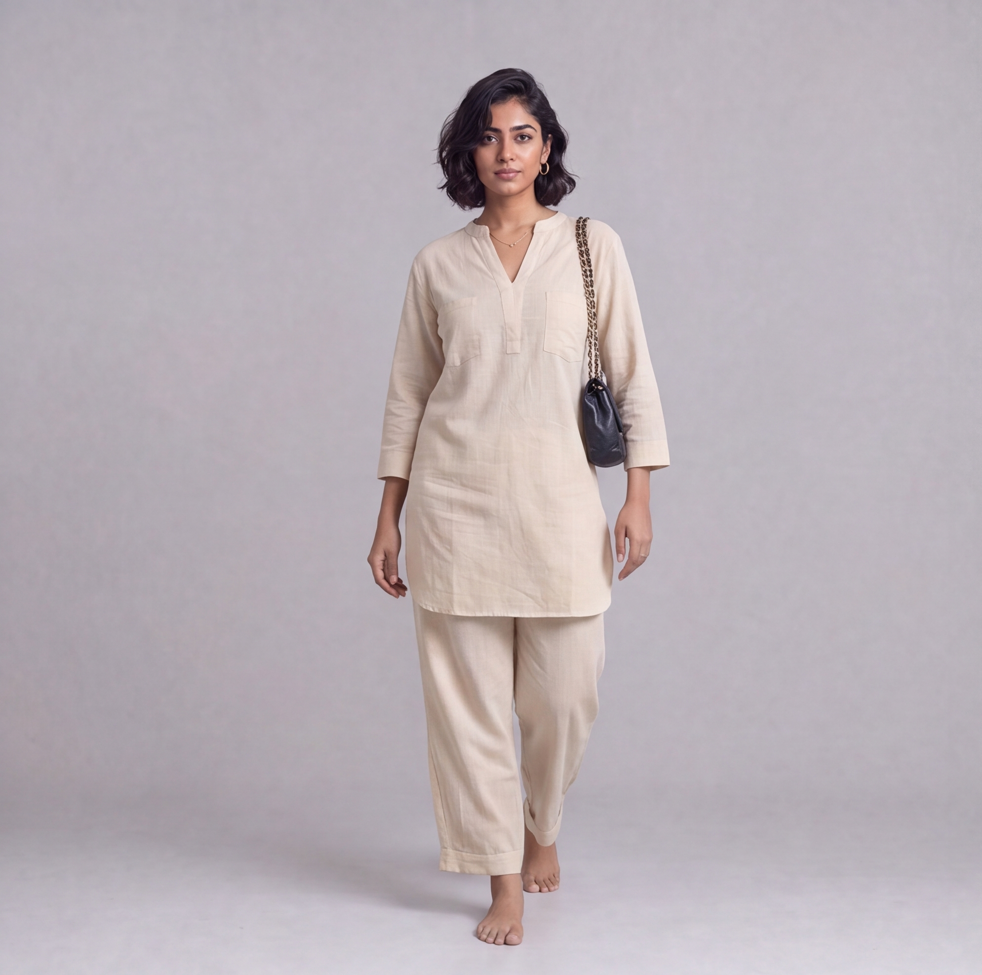 Linen Cotton Tunic & Straight Trouser Co-ord Set — Ratń Swamini · view 2