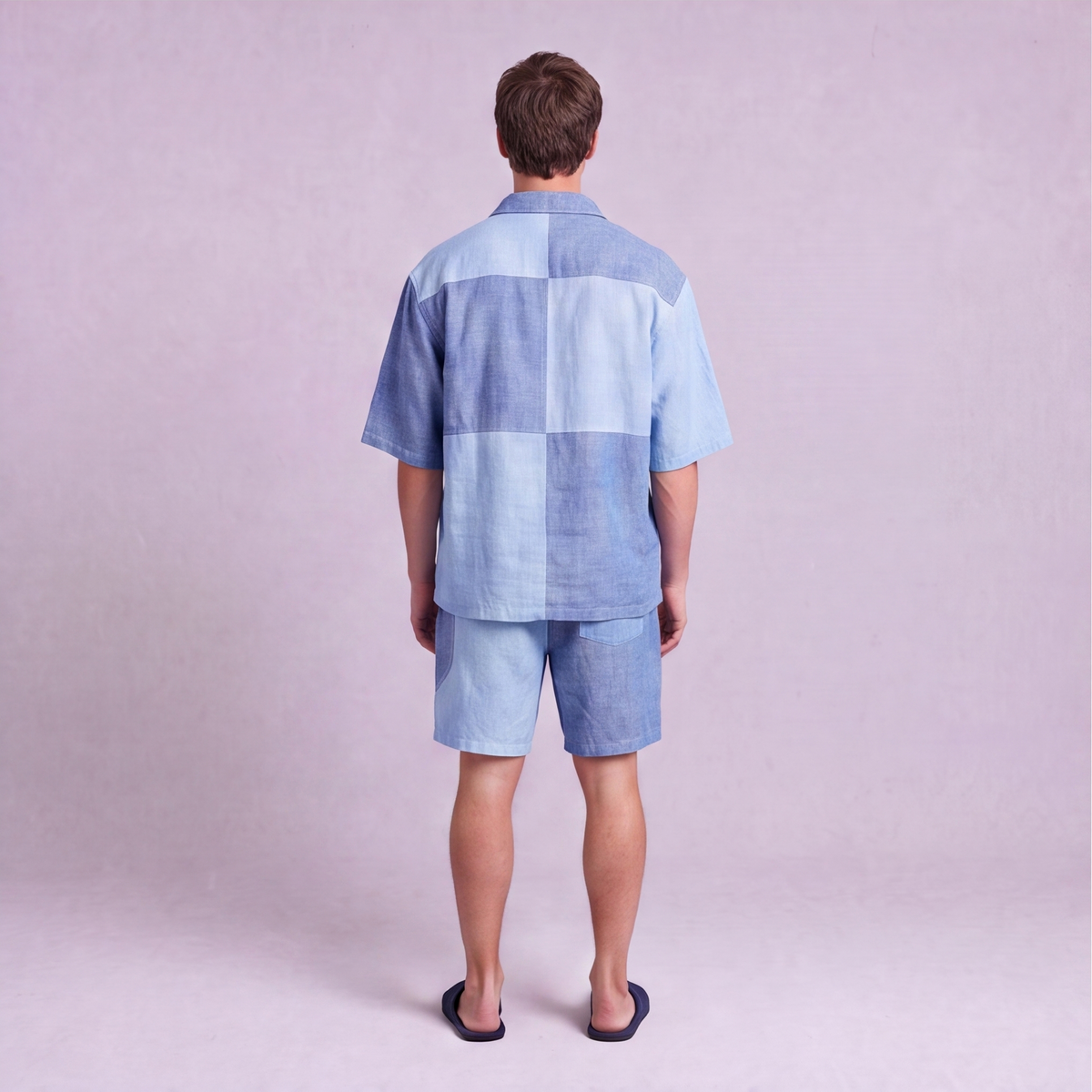 Linen Two-Tone Colour-Block Camp Collar Set — Ratń Swamini · view 2
