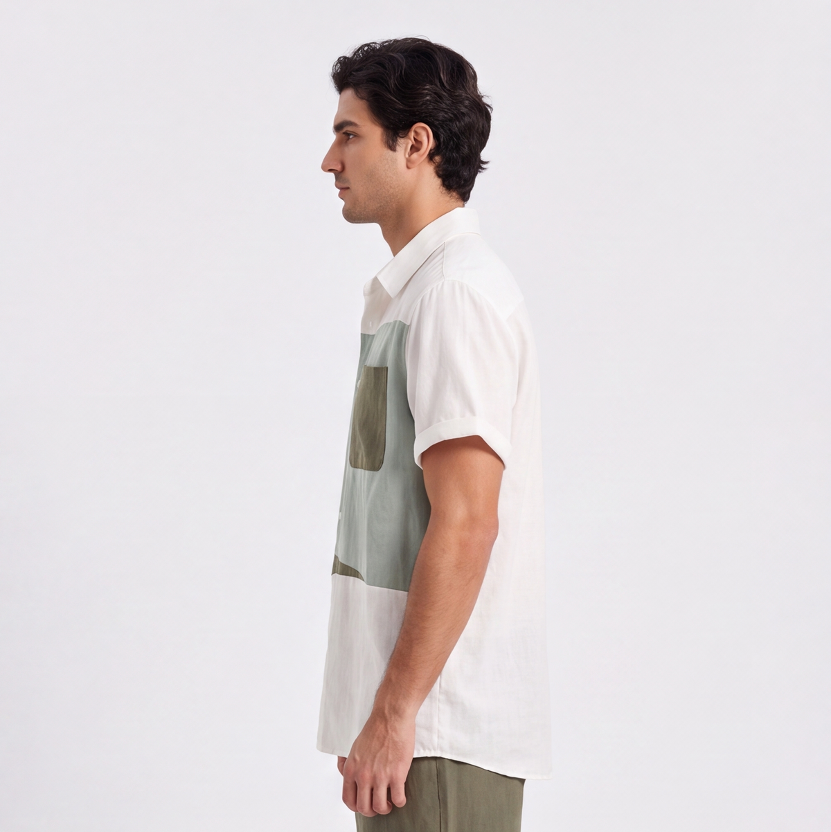 Linen Colour-Block Shirt — Ratń Swamini · view 2