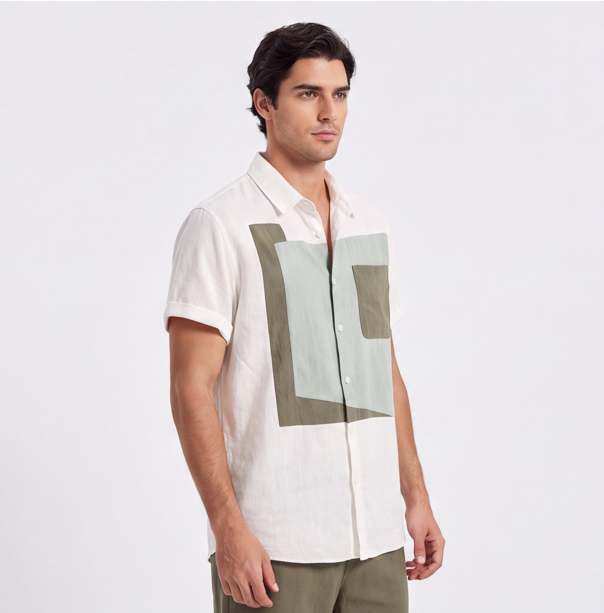 Linen Colour-Block Shirt — Ratń Swamini