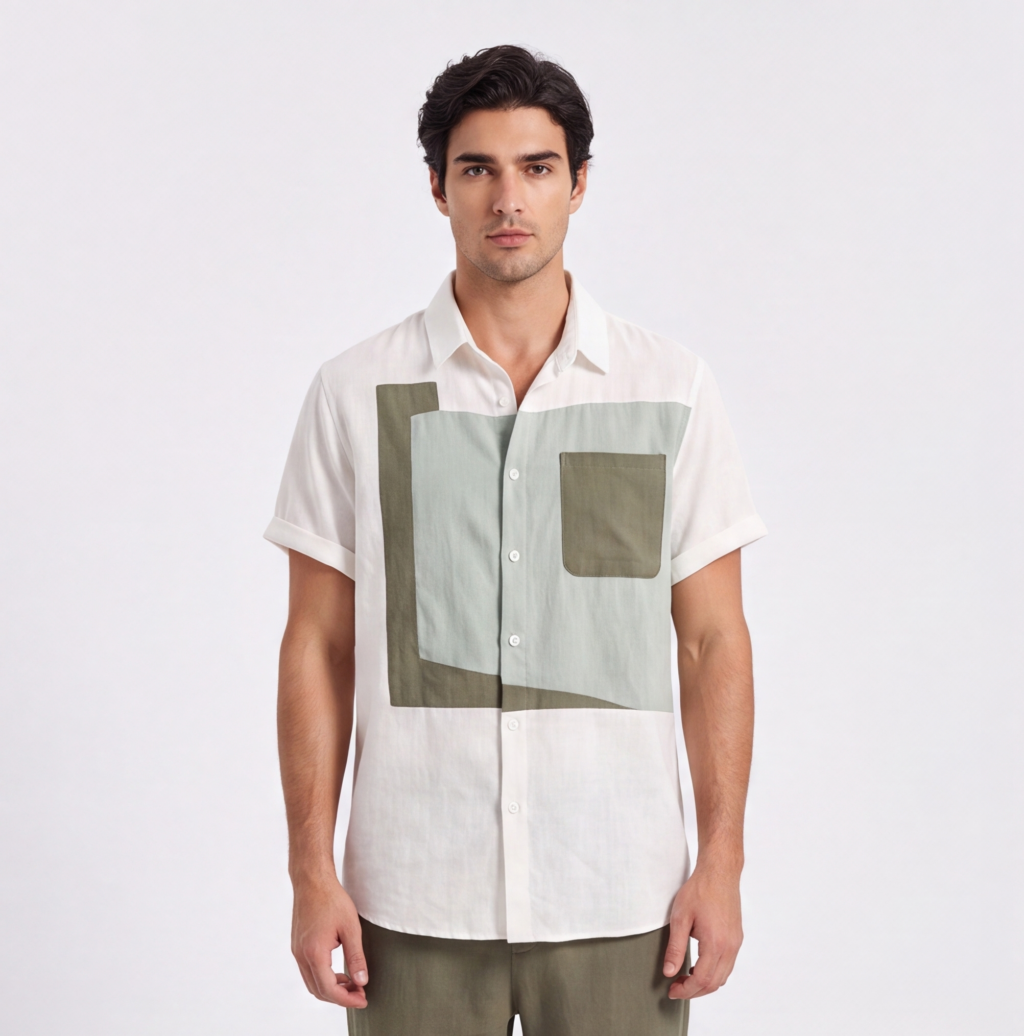 Linen Colour-Block Shirt — Ratń Swamini · view 4