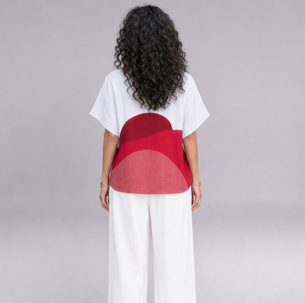 Linen Wave Colour-Block Top — Ratń Swamini · view 2