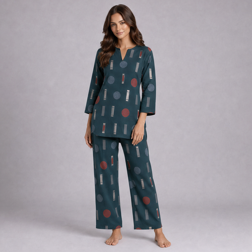 Cotton Discharge Print Tunic & Trouser Co-ord Set — Ratń Swamini