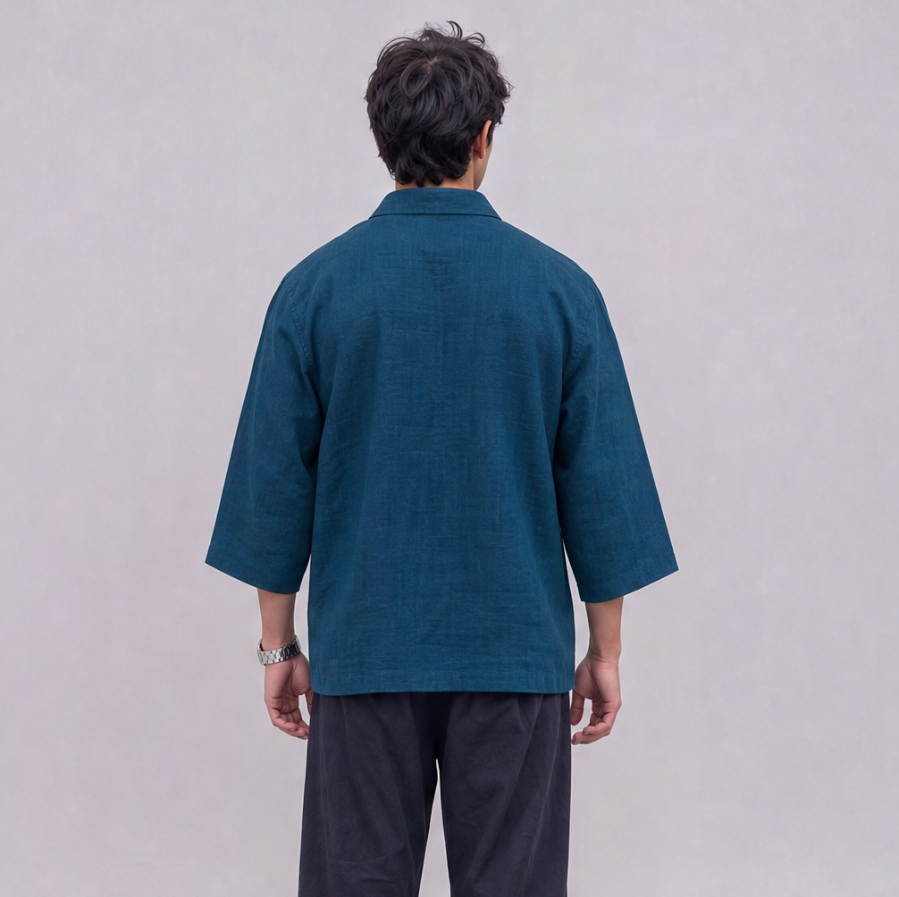 Linen Pullover Shirt in Three-Quarter Sleeve — Ratń Swamini · view 2