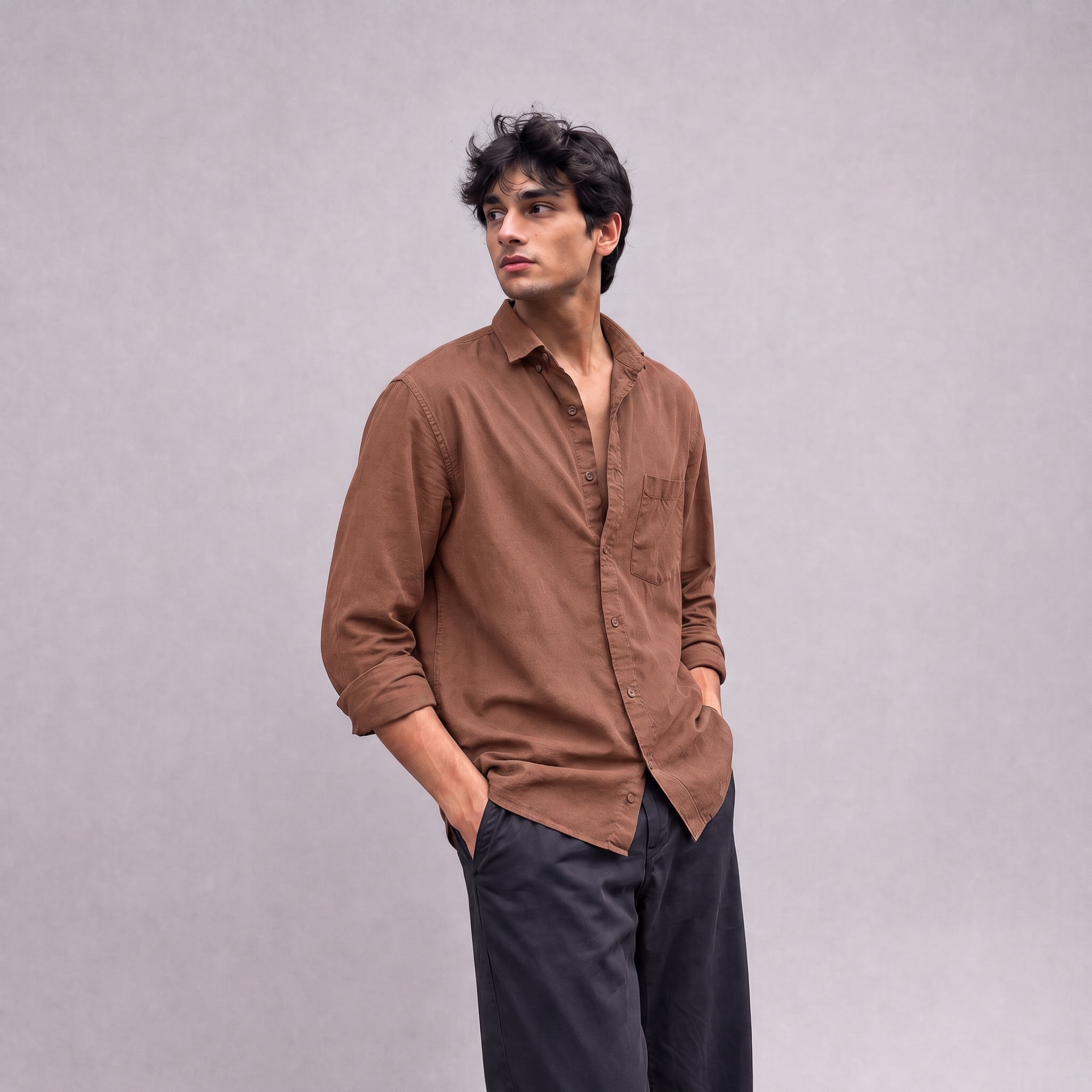 Linen Classic Shirt in Terracotta - OEKO-TEX certified pure linen