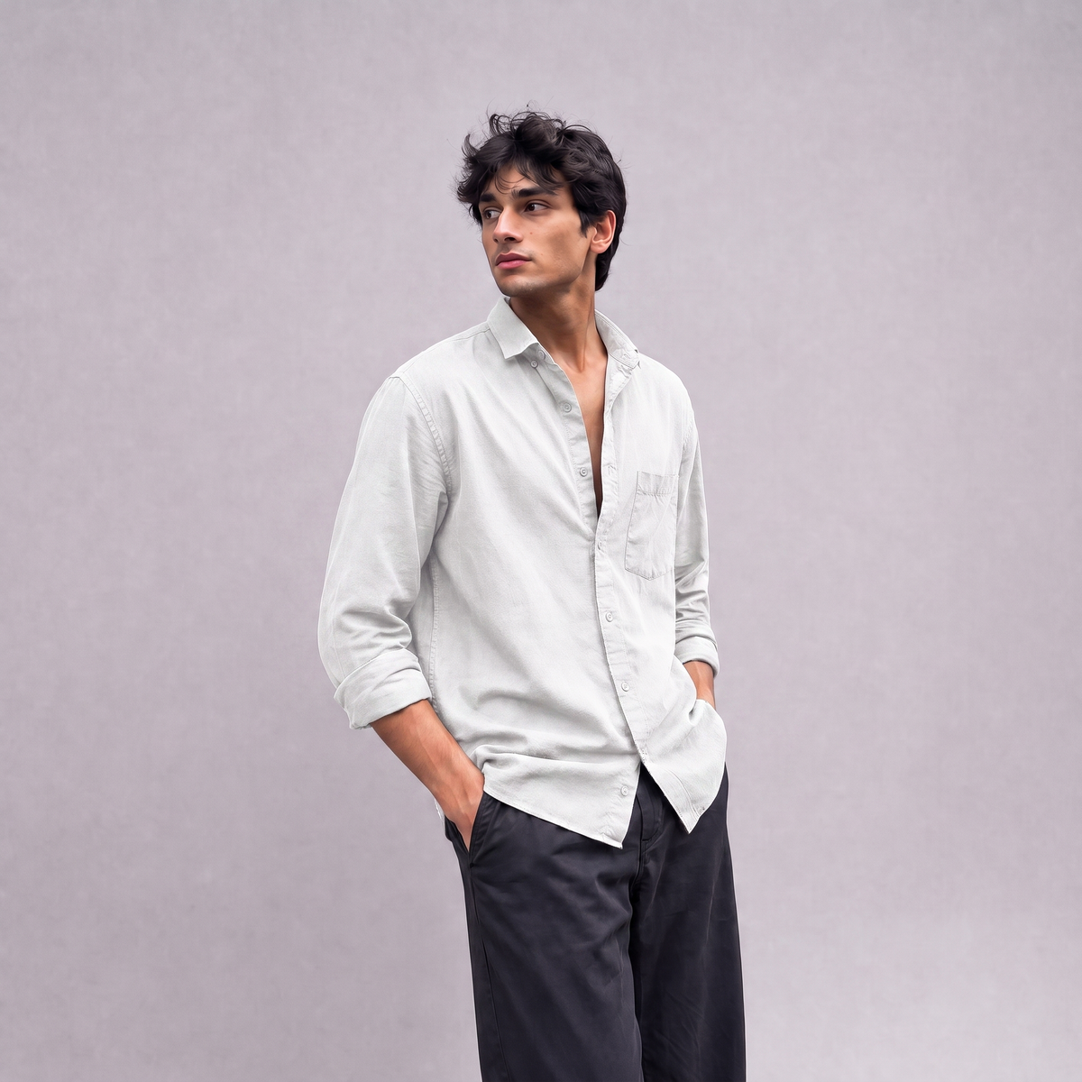 Linen Classic Shirt in White - OEKO-TEX certified pure linen