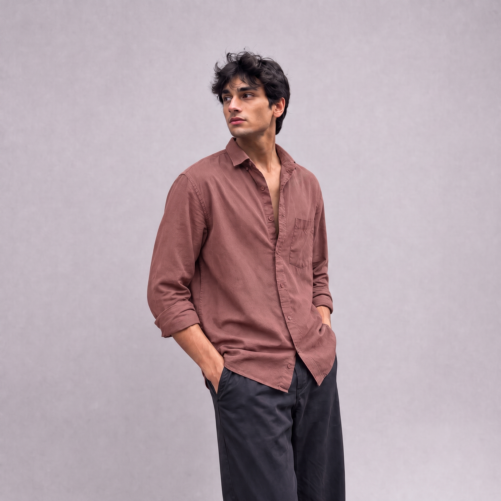 Linen Classic Shirt in Dusty Rose - OEKO-TEX certified pure linen