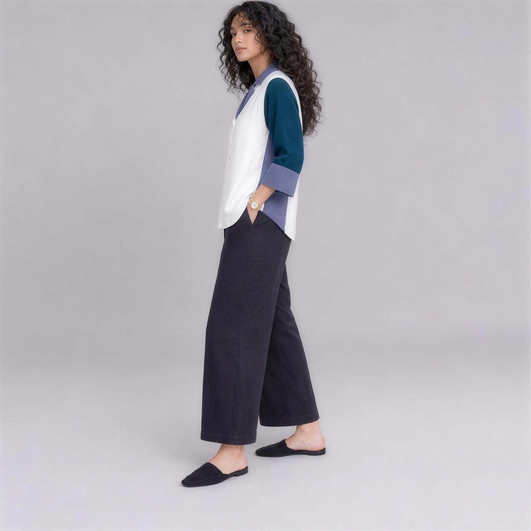 Linen Colour-Block Shirt in Cove, Ratń Swamini, side view