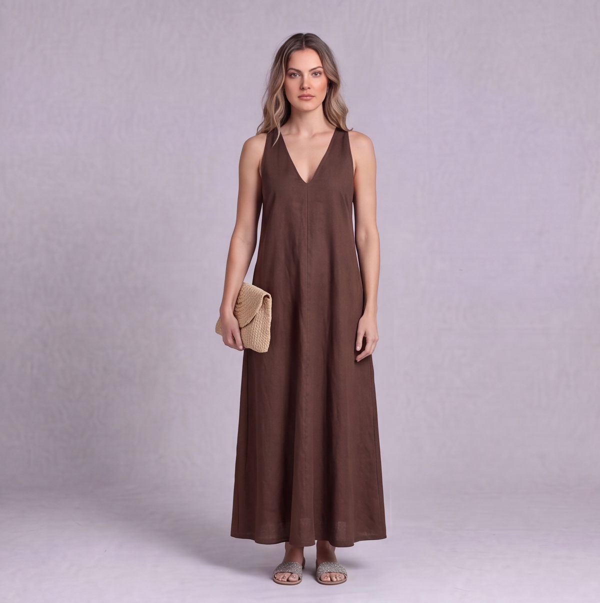 Linen Halter Maxi Dress — Ratń Swamini
