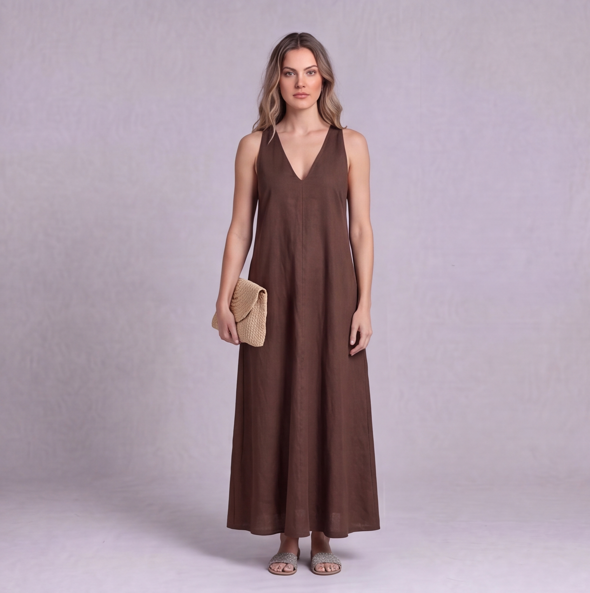 Linen Halter Maxi Dress — Ratń Swamini