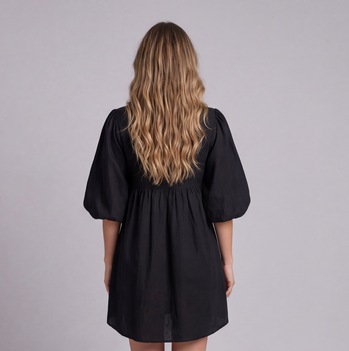 Linen Ruffle Front Mini Dress — Ratń Swamini · view 6