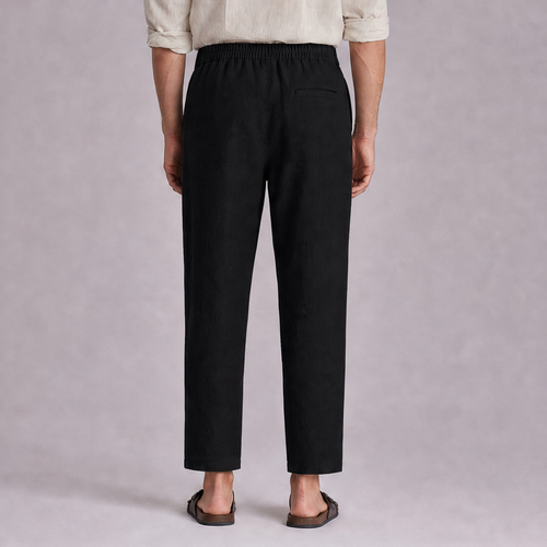 Black linen trouser back view, Ratń Swamini