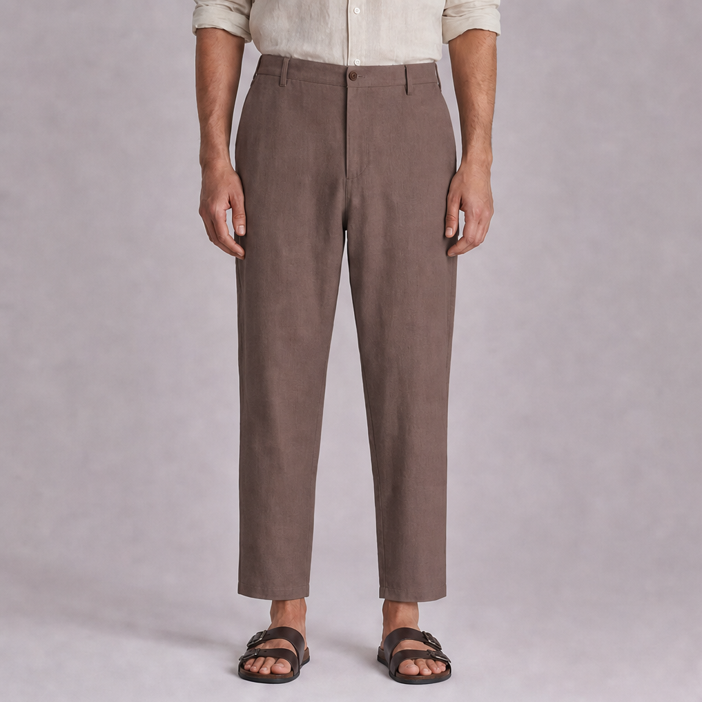 Cocoa linen trouser, Ratń Swamini