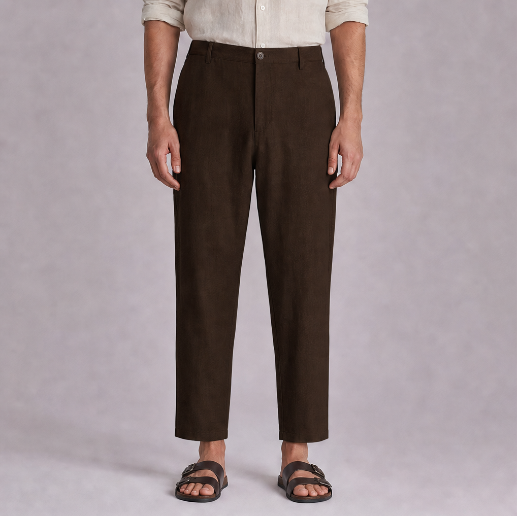 Espresso linen trouser, Ratń Swamini