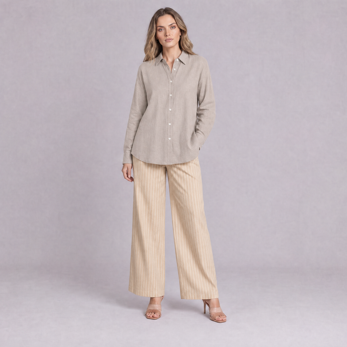 Linen Classic Shirt in Natural, Ratń Swamini